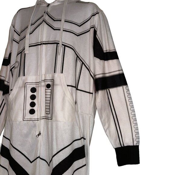 READ NWT Disney Star Wars Clone Trooper Pajamas Mens L Fleece Costume One Piece - Picture 5 of 11